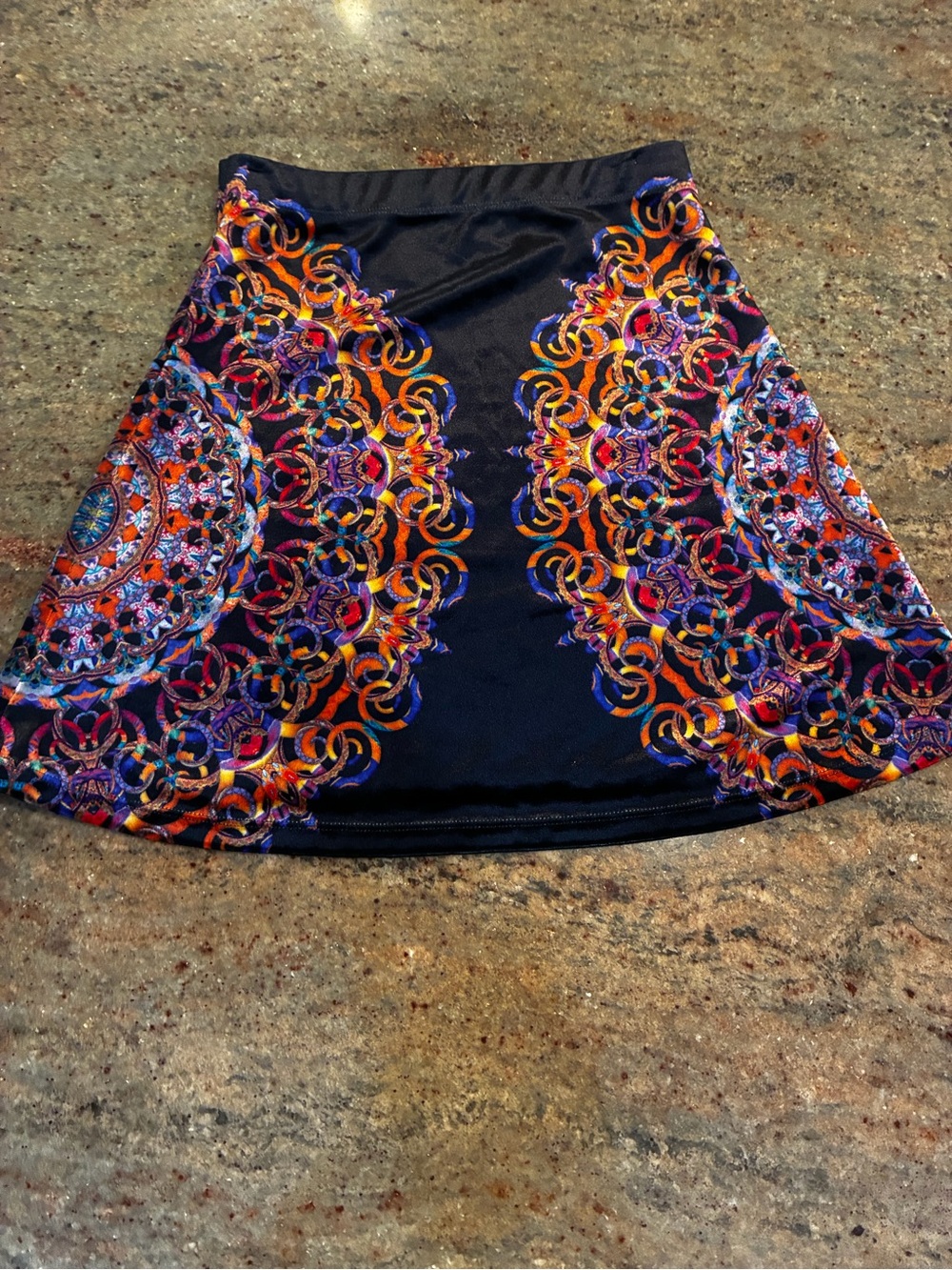 Liberated Heart psychedelic mandala mini skirt from Australian festival, Size XS